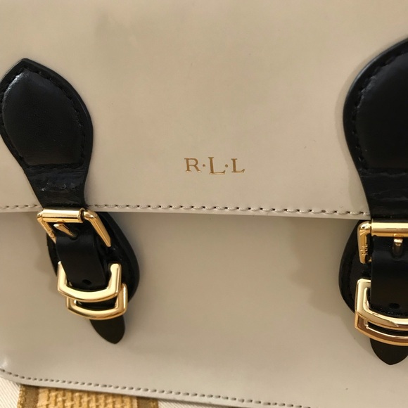 Ralph Lauren Cream and Black Crossbody Bag with Gold Buckles - Picture 6 of 10